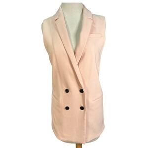 Banana Republic Light Pink Sleeveless Long Vest Sz 4 Double Breasted Structured